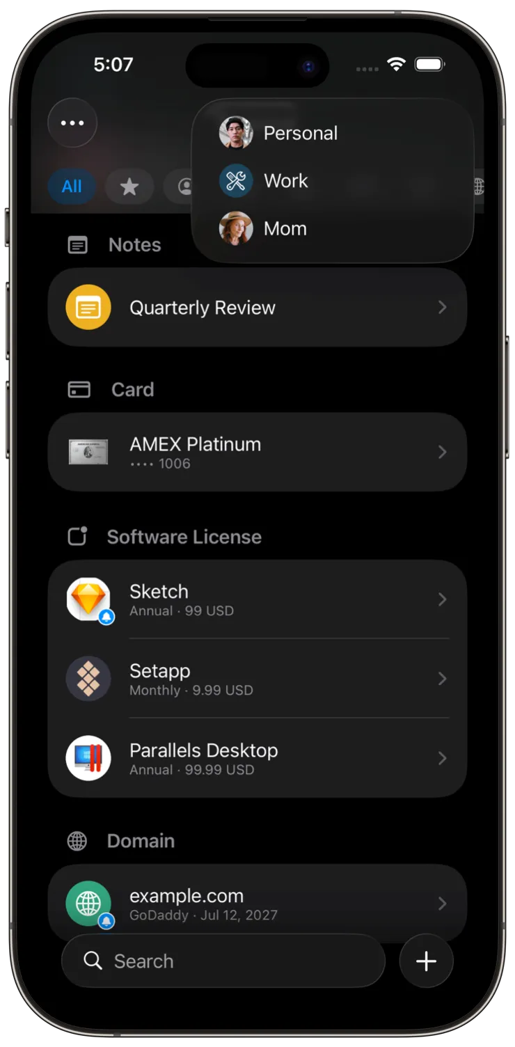 NexusVault — multiple vaults